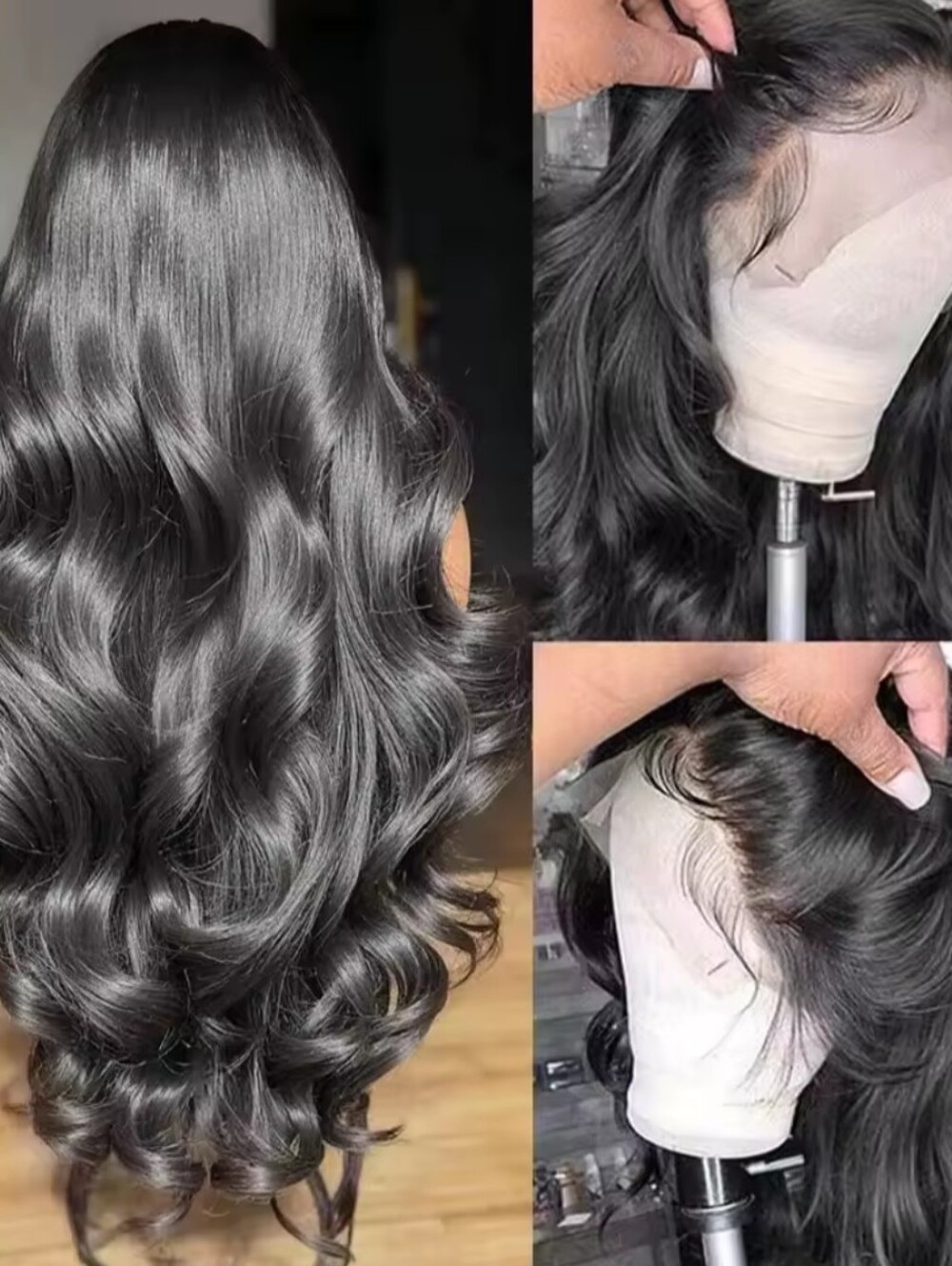 Women's 16" Inch 13×4 HD Transparent Lace Front Wig Brazilian Human Hair Wig